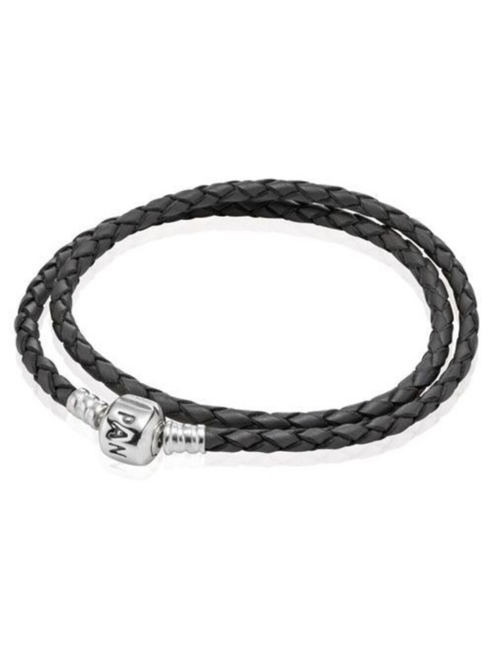 Pandora Double Gray Leather Bracelet with Pandora Clasp - 590705CGY-D 13.78"
